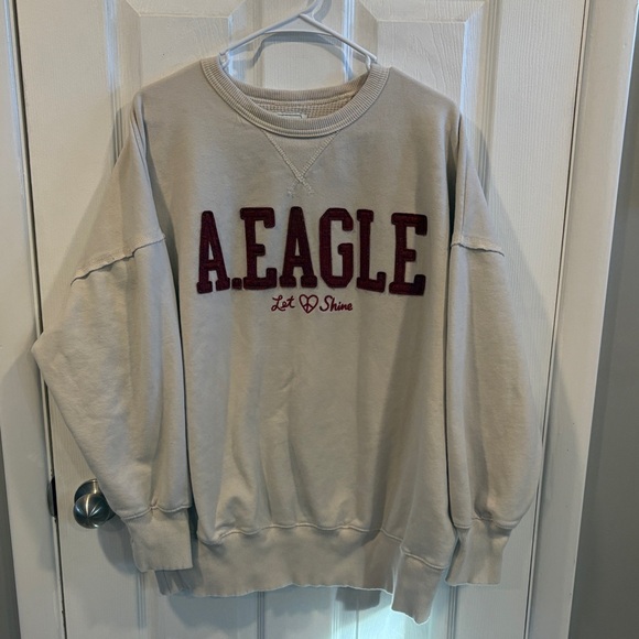 American Eagle Outfitters Tops - American Eagle Cream Logo Sweatshirt Size Large